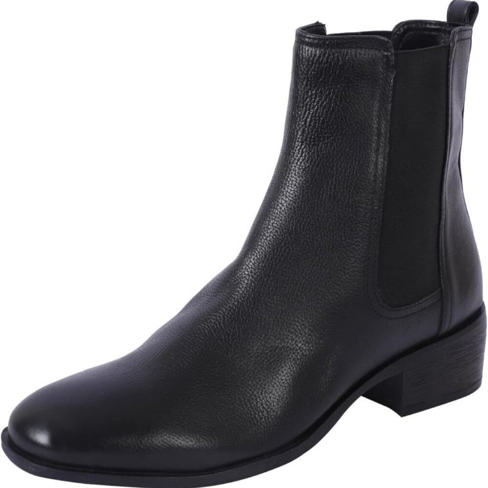 Women's Salt Chelsea Ankle Boot 100% Leather Black Size 9.5 Low Block Heel